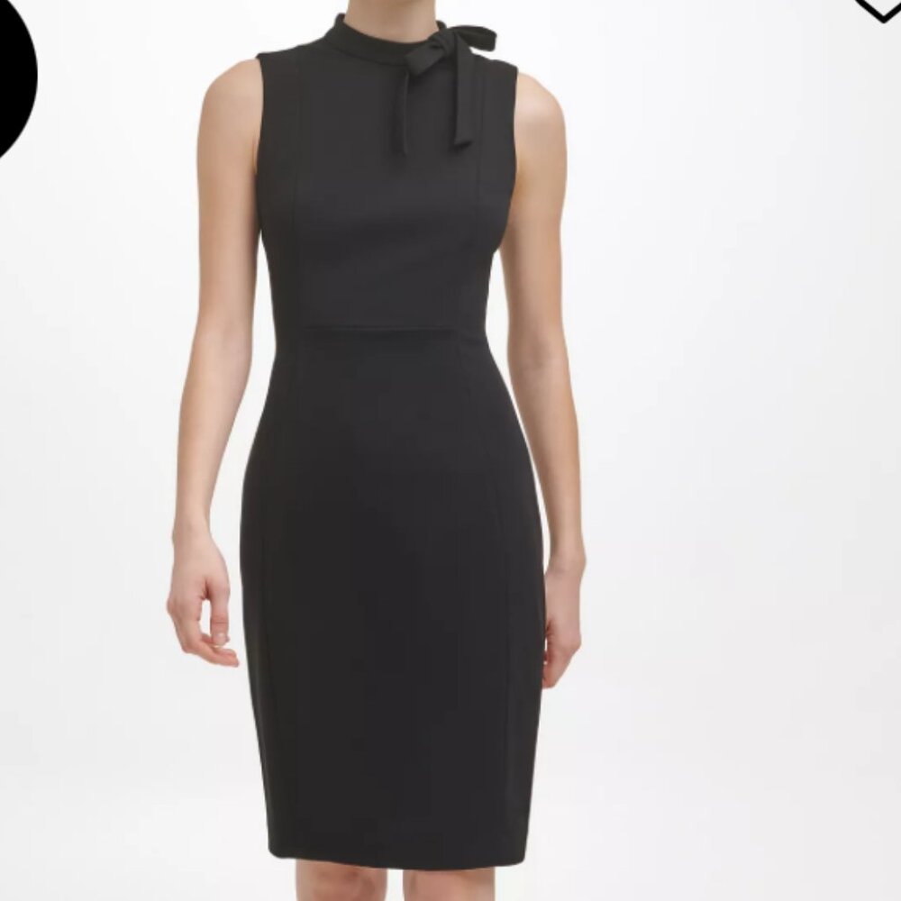 Calvin Klein Black Bow Neck Sheath Dress | Size 12